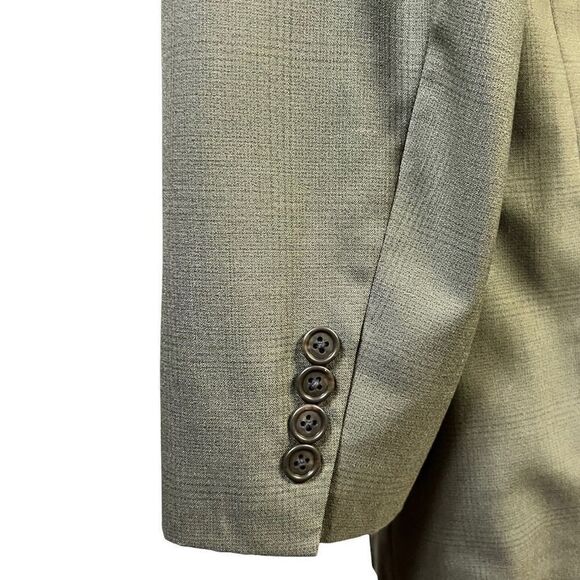 Stanley Blacker Mens Two Button Suit Jacket‎ Green Checkered Lined Notch USA 42 - Picture 4 of 9